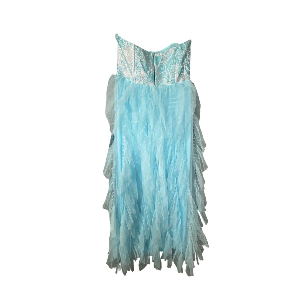 Lulus Malley Light Blue Ruffled‎ Tulle Maxi Dress Women's Size Medium - Picture 7 of 8